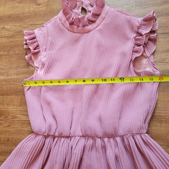 Vintage Lilac Dress Ruffle Trim Pleated Skirt - Picture 8 of 16